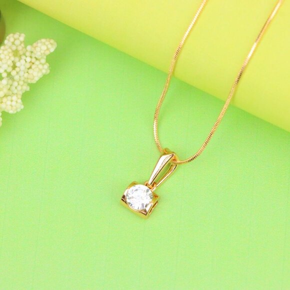 "Rose Gold Mini Pendant with Solitaire CZ – Elegant, XPPT1264 - Picture 2 of 13